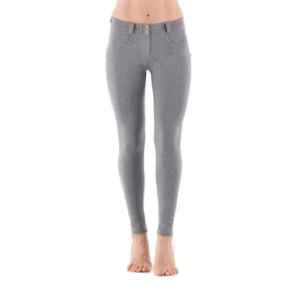 Dámske jeggings nohavice FREDDY WR.UP® skinny push up organic cotton trousers with regular waist-Grey