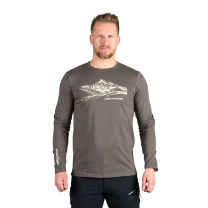 Pánske turistické tričko s dlhým rukávom NORTHFINDER DACSO-300darkgreen