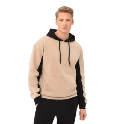 Pánska mikina s kapucňou VOLCANO BLOCK-102-BEIGE