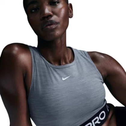 Dámske tréningové tričko bez rukávov NIKE PRO DF CROP TANK SMOKE GREY HTR WHITE