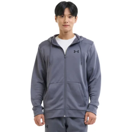 Pánska zateplená tréningová mikina so zipsom UNDER ARMOUR UA Armour Fleece FZ Hoodie-GRY