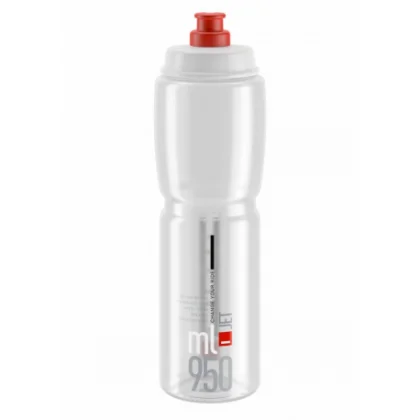 Fľaša na bicykel ELITE Fľaša JET transparentná červené logo 950 ml