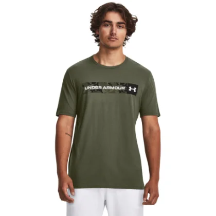 Pánske tričko s krátkym rukávom UNDER ARMOUR UA CAMO CHEST STRIPE SS-GRN