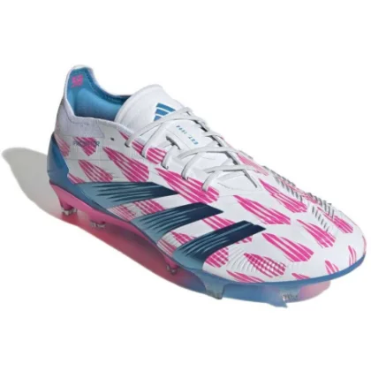 Pánske futbalové kopačky outdoorové ADIDAS Predator Elite M FG cloud white solar blue solar pink