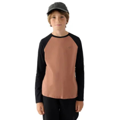 Chlapčenské tričko s dlhým rukávom 4F JUNIOR LONGSLEEVE-JWAW24TLONM293-65S-PALE CORAL