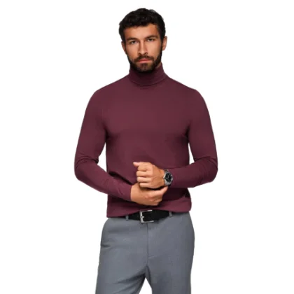 Pánske tričko s dlhým rukávom OMBRE Longsleeve OM-LSCL-0130 V-6 burgundy