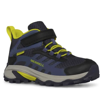 Chlapčenská členková turistická obuv MERRELL Moab Speed 2 Mid A C WTRPF K navy hiviz