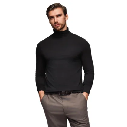Pánske tričko s dlhým rukávom OMBRE Longsleeve OM-LSCL-0130 V-1 black