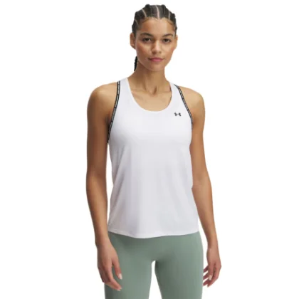 Dámske tréningové tričko s krátkym rukávom UNDER ARMOUR Tech Knockout Tank-WHT