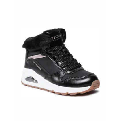 Dievčenské členkové zimné topánky SKECHERS Uno Cozy On Air black gold