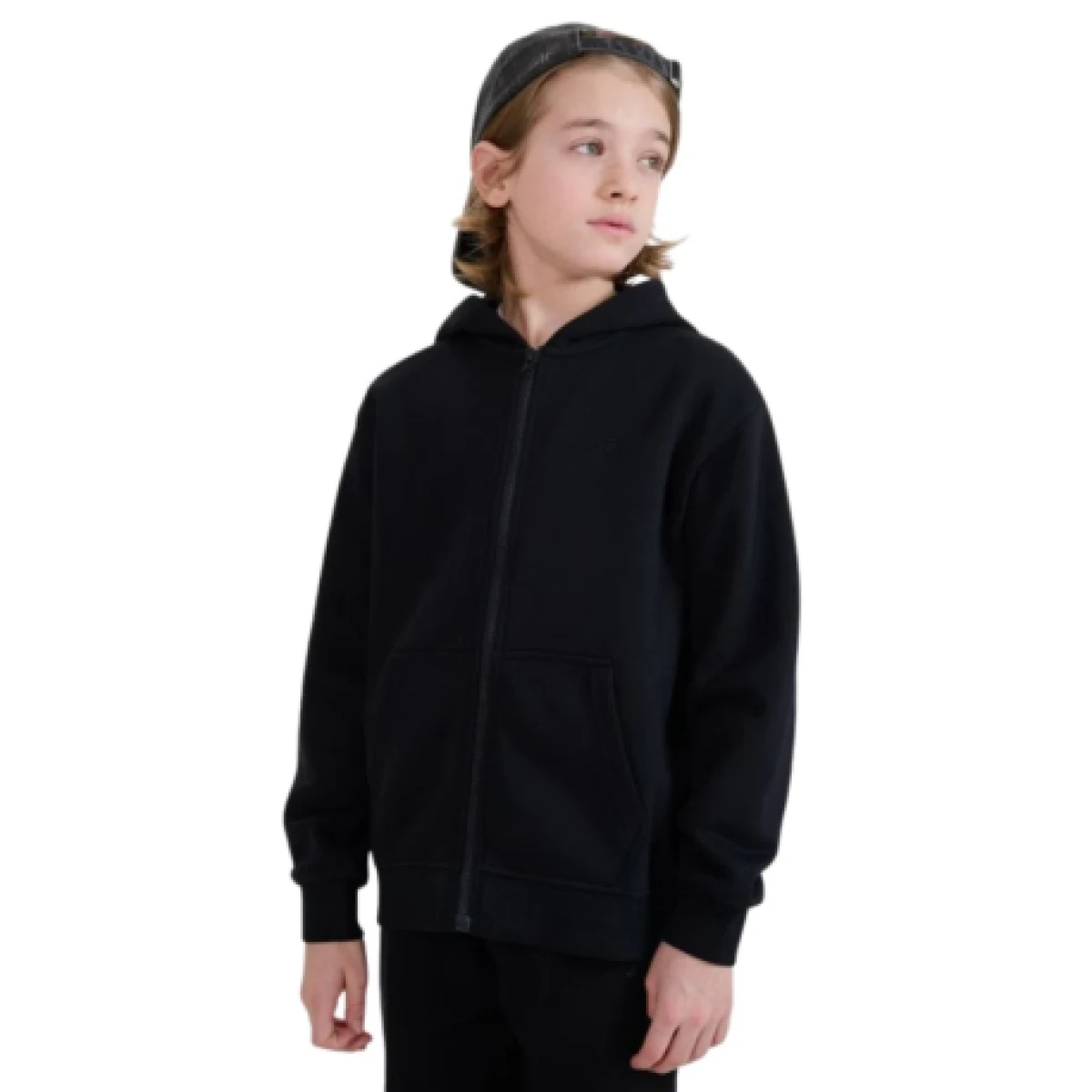 Chlapčenská zateplená mikina so zipsom 4F JUNIOR SWEATSHIRT M1859-4FJWMM00TSWSM1859-20S-DEEP BLACK · záber 1