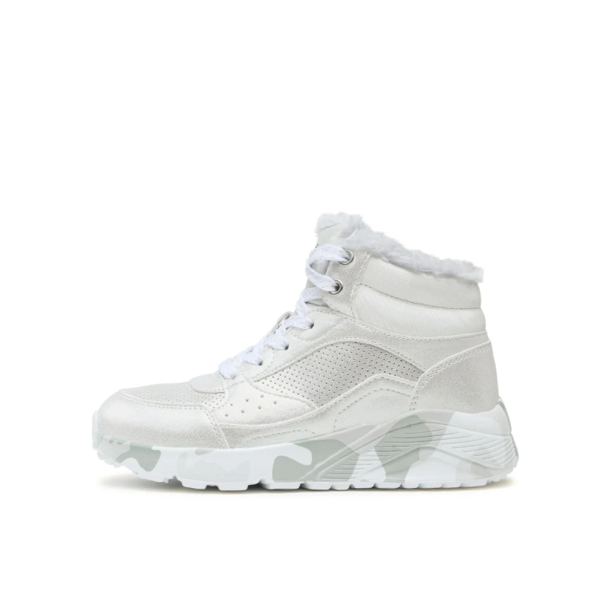 Dievčenské členkové zimné topánky SKECHERS Uno Lite Camo Dazzle silver grey · záber 3