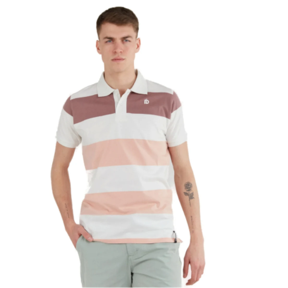 Pánske polo tričko s krátkym rukávom FUNDANGO Incognito Stripe Poloshirt-311-powder stripe · záber 1