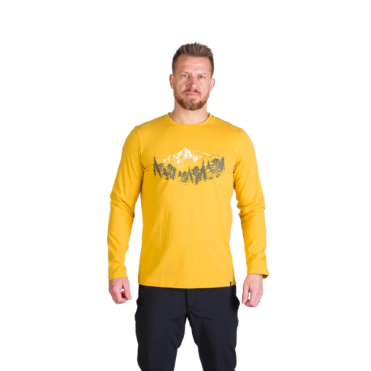 Pánske turistické tričko s dlhým rukávom NORTHFINDER STEWART-314goldenyellow · záber 1