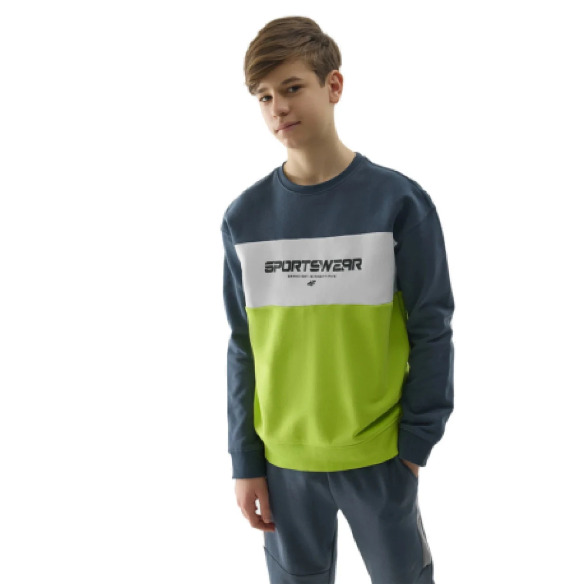 Chlapčenská mikina 4F JUNIOR SWEATSHIRT-4FJWSS24TSWSM0923-72N-LEMON NEON · záber 1