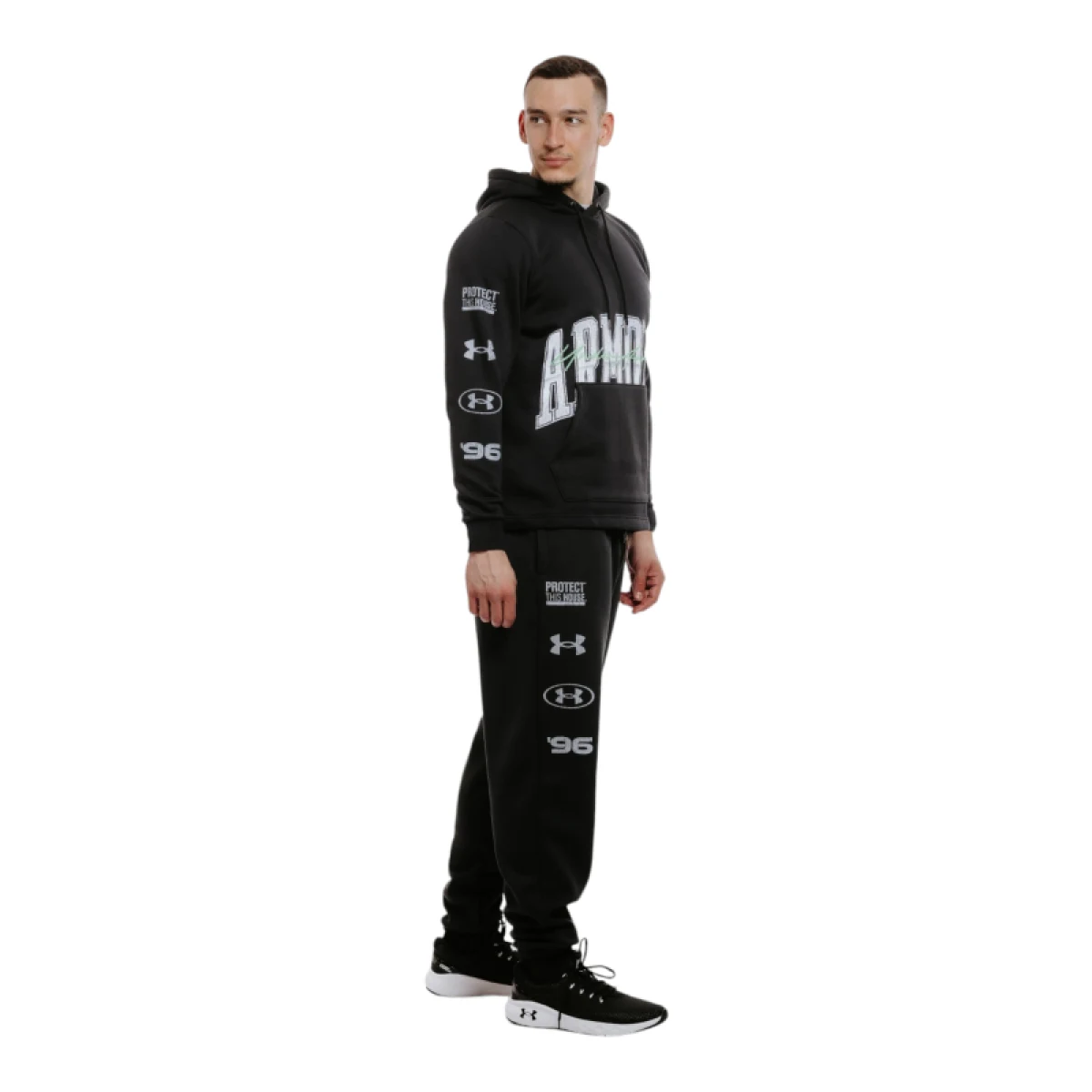 Pánska zateplená mikina s kapucňou UNDER ARMOUR UA Essential Flc Nov Hood-BLK · záber 3