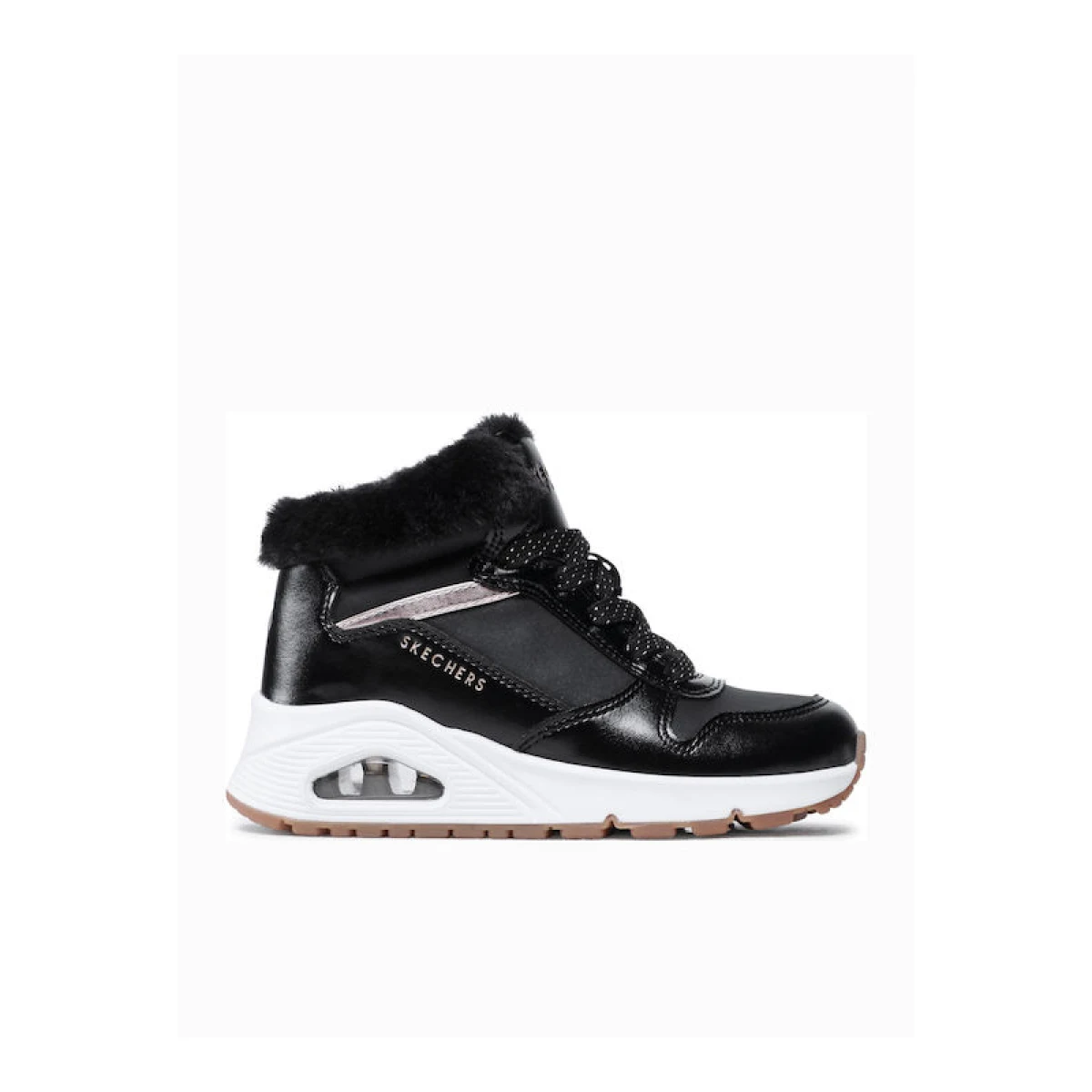 Dievčenské členkové zimné topánky SKECHERS Uno Cozy On Air black gold · záber 2