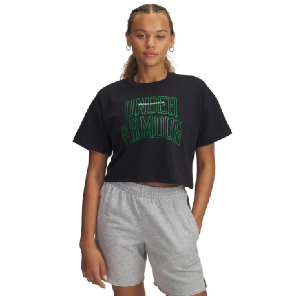 Dámske tričko s krátkym rukávom UNDER ARMOUR UA W VARSITY MIX HW SS CROP-BLK · záber 1