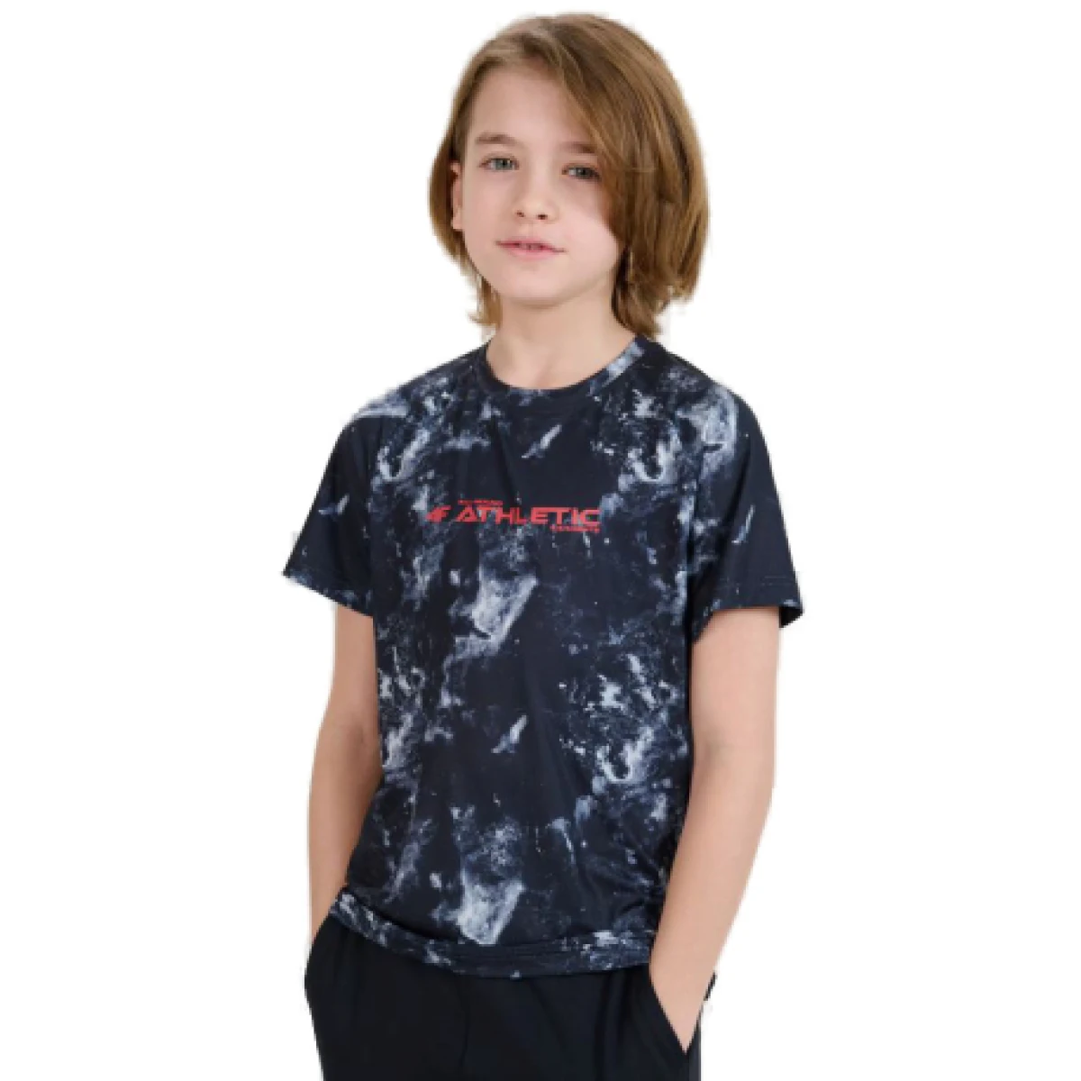 Chlapčenské tréningové tričko s krátkym rukávom 4F JUNIOR TSHIRT FNK M1210-91A-MULTICOLOUR 1 ALLOVER · záber 1
