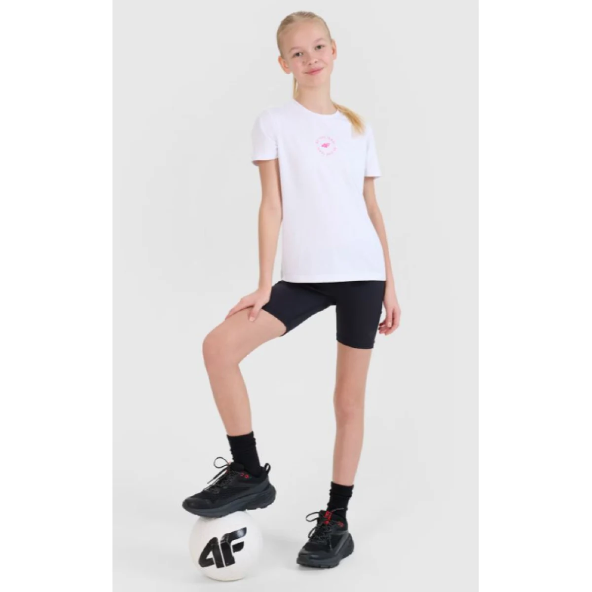 Dievčenské tréningové tričko s krátkym rukávom 4F JUNIOR TSHIRT FNK F1185-10S-WHITE · záber 4