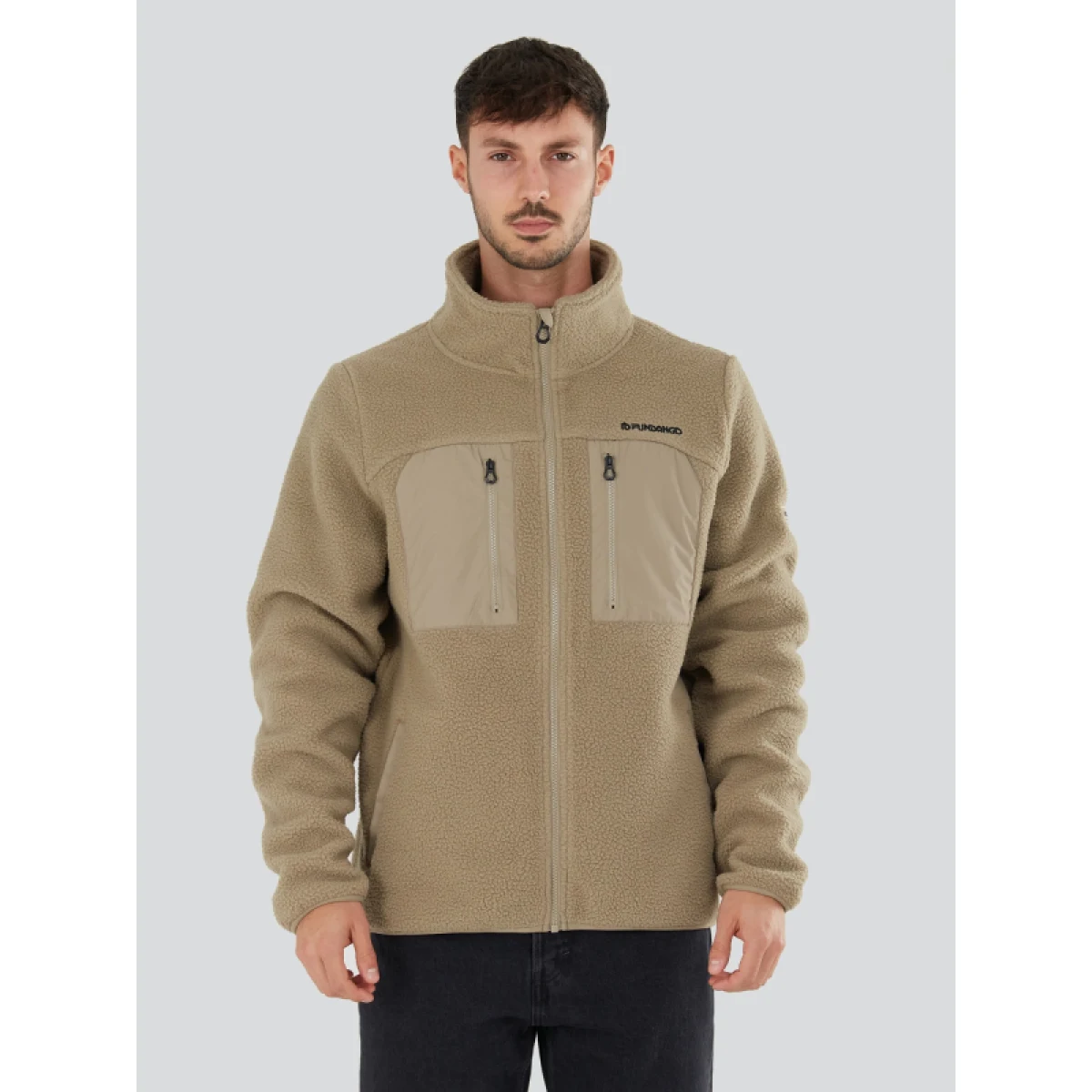 Pánska turistická mikina so zipsom FUNDANGO Haven Hybrid Jacket-636-cashmere · záber 2