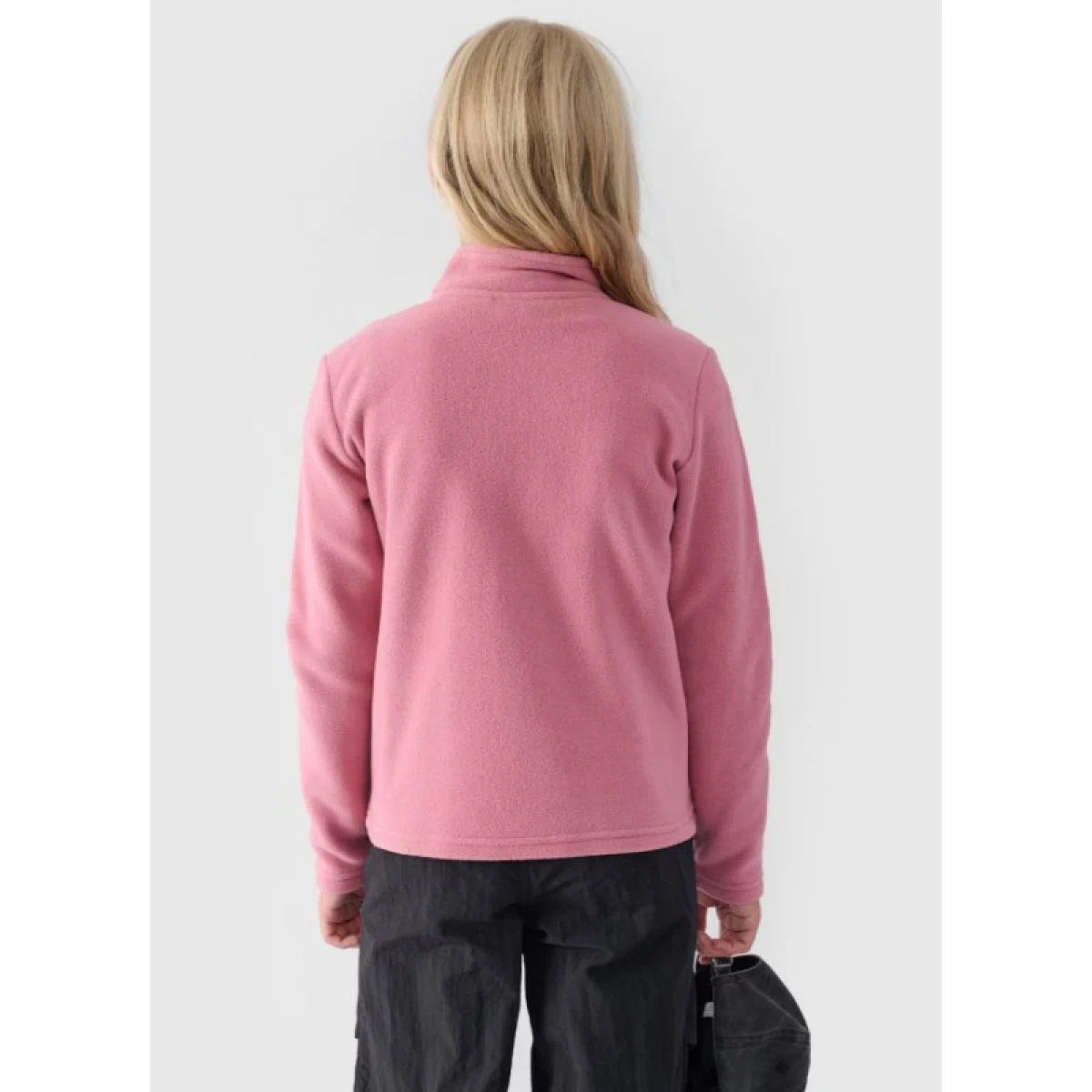 Dievčenská flisová mikina so zipsom 4F JUNIOR FLEECE-JWMM00TFLEF261-56S-LIGHT PINK · záber 3