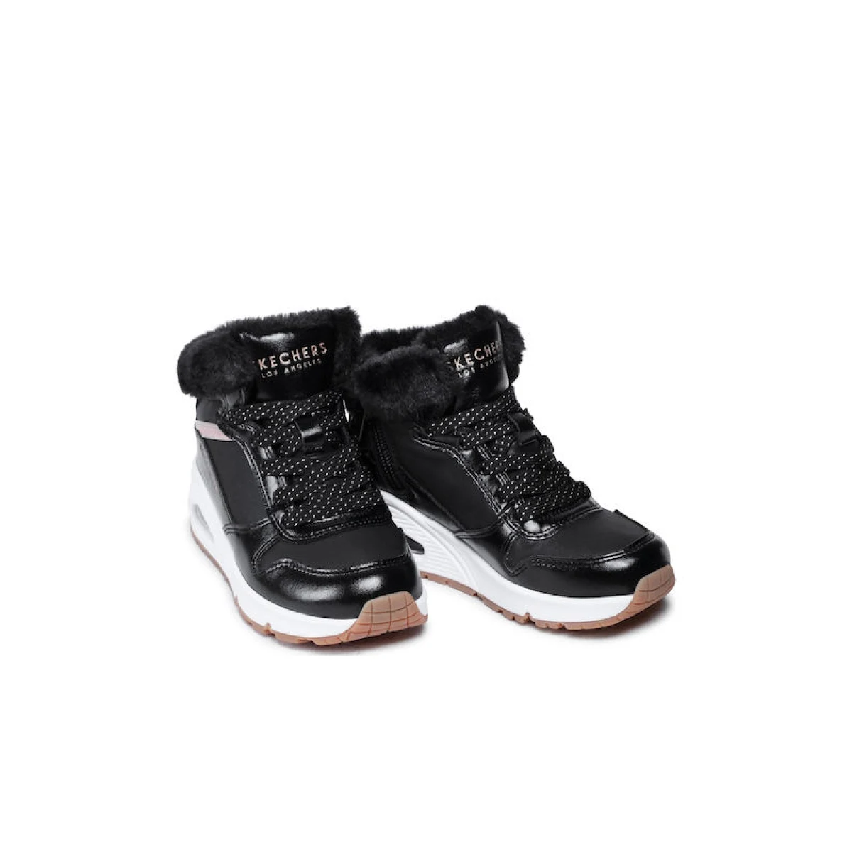 Dievčenské členkové zimné topánky SKECHERS Uno Cozy On Air black gold · záber 3
