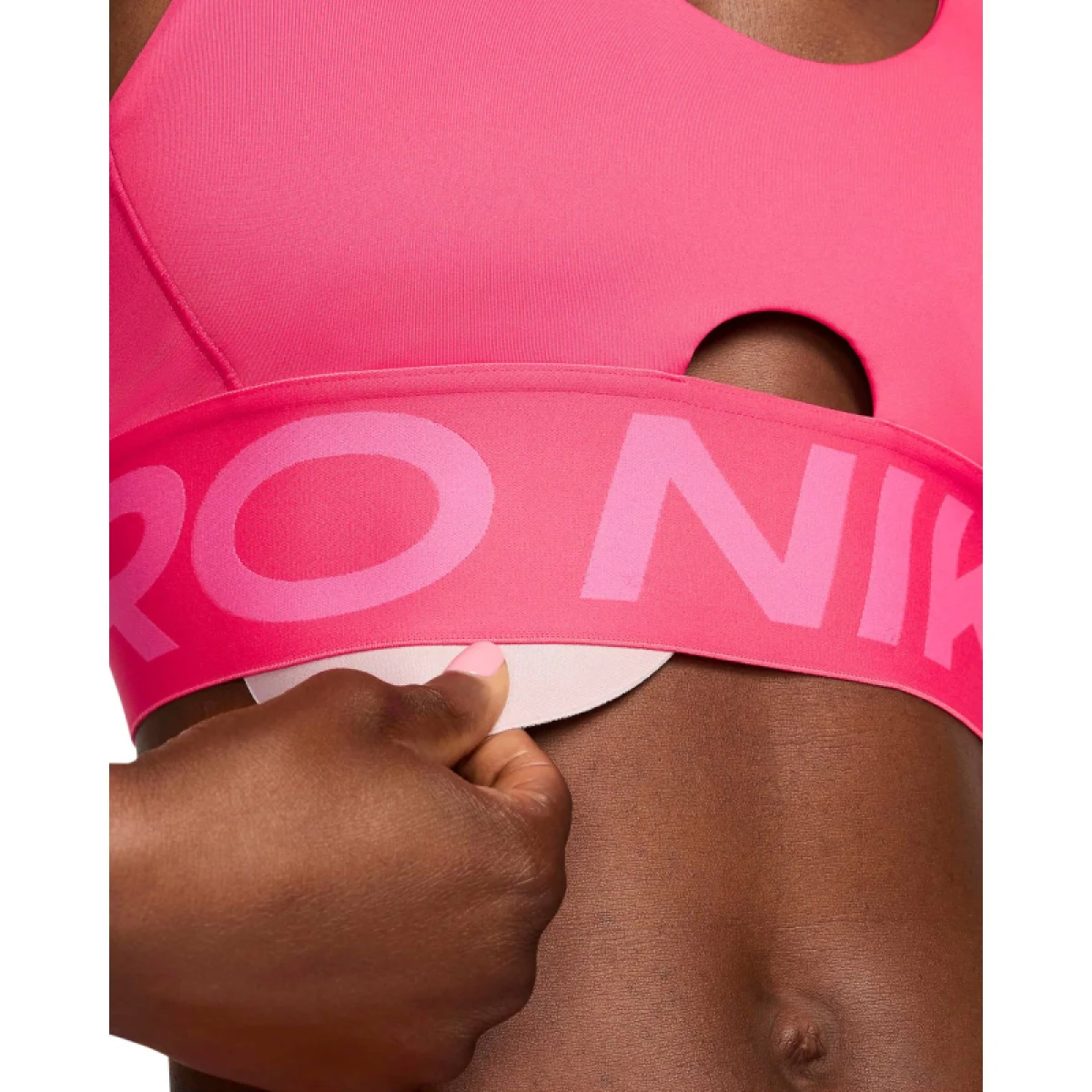 Dámska tréningová športová podprsenka NIKE PRO W NP INDY PLUNGE BRA BOLD-629 ASTER PINK PINKSICLE WHITE · záber 4