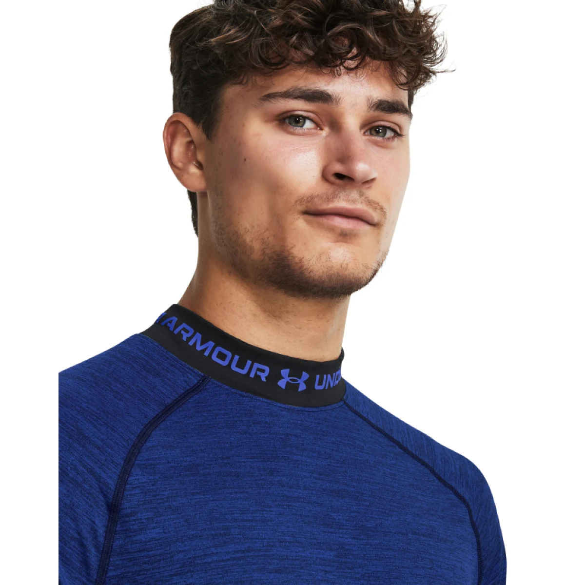 Pánske kompresné tričko s dlhým rukávom UNDER ARMOUR UA CG Armour Twist Mock-BLU · záber 4