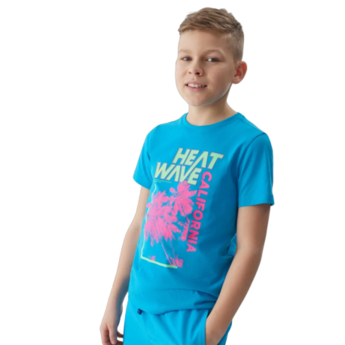 Chlapčenské tričko s krátkym rukávom 4F JUNIOR TSHIRT-4FJWSS24TTSHM1137-33S-BLUE · záber 1