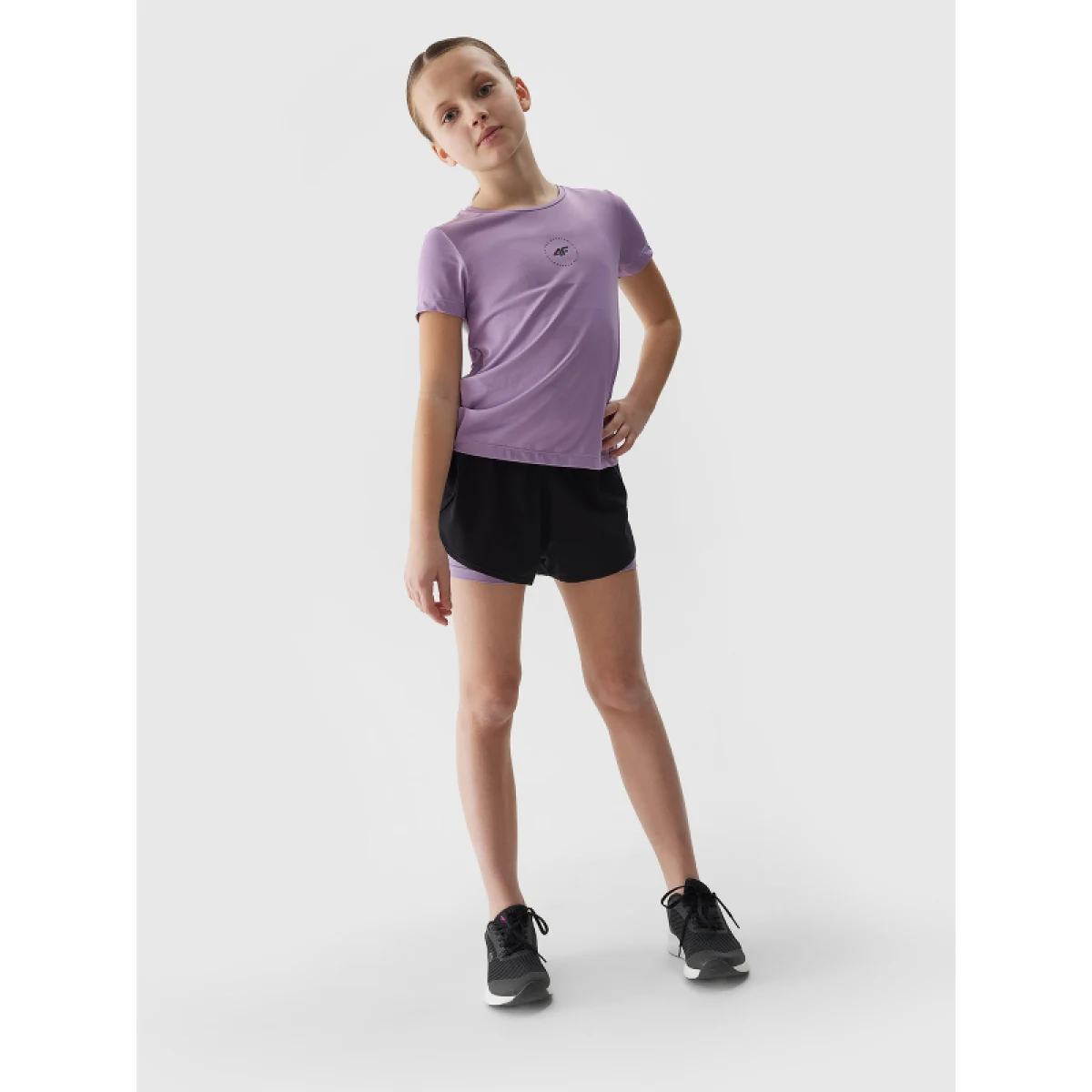 Dievčenské tréningové tričko s krátkym rukávom 4F JUNIOR TSHIRT FNK-4FJWSS24TFTSF696-51S-VIOLET · záber 4