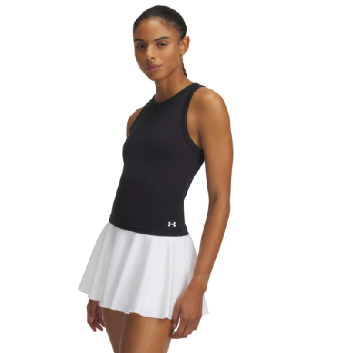 Dámske tréningové tielko UNDER ARMOUR Motion High Neck Tank-BLK · záber 1