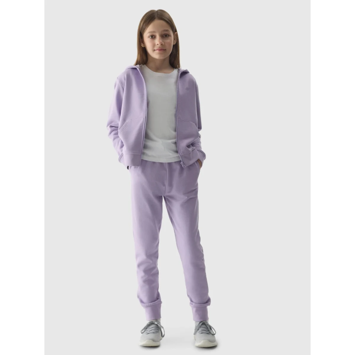 Dievčenské tepláky 4F JUNIOR TROUSERS-4FJWSS24TTROF587-52S-LIGHT VIOLET · záber 5