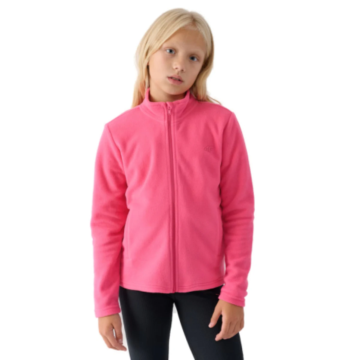 Dievčenská flisová mikina so zipsom 4F JUNIOR FLEECE-JWMM00TFLEF261-55S-HOT PINK · záber 1