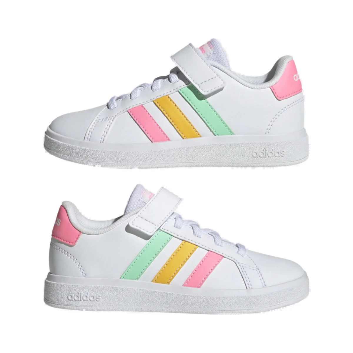Dievčenská rekreačná obuv ADIDAS Grand Court cloud white pulse mint beam pink · záber 3
