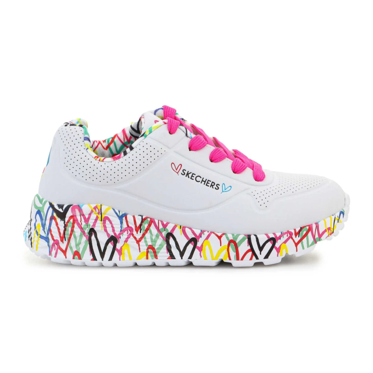Dievčenská rekreačná obuv SKECHERS Uno Lite Lovely Luv K white pink · záber 2