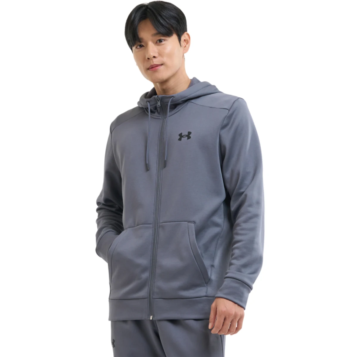 Pánska zateplená tréningová mikina so zipsom UNDER ARMOUR UA Armour Fleece FZ Hoodie-GRY · záber 2