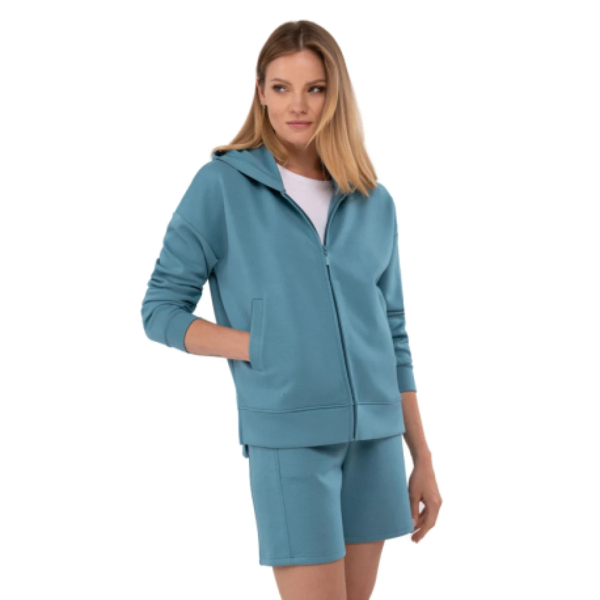 Dámska mikina so zipsom VOLCANO FLORENCE-603-TURQUOISE · záber 1