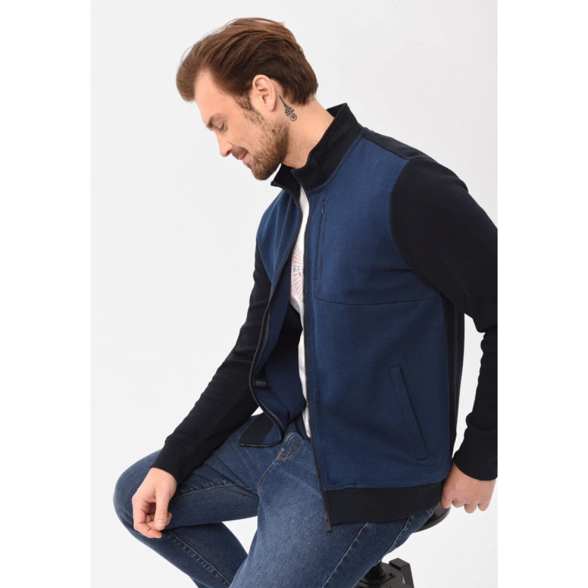 Pánska mikina so zipsom VOLCANO NARS-601-BLUE · záber 2