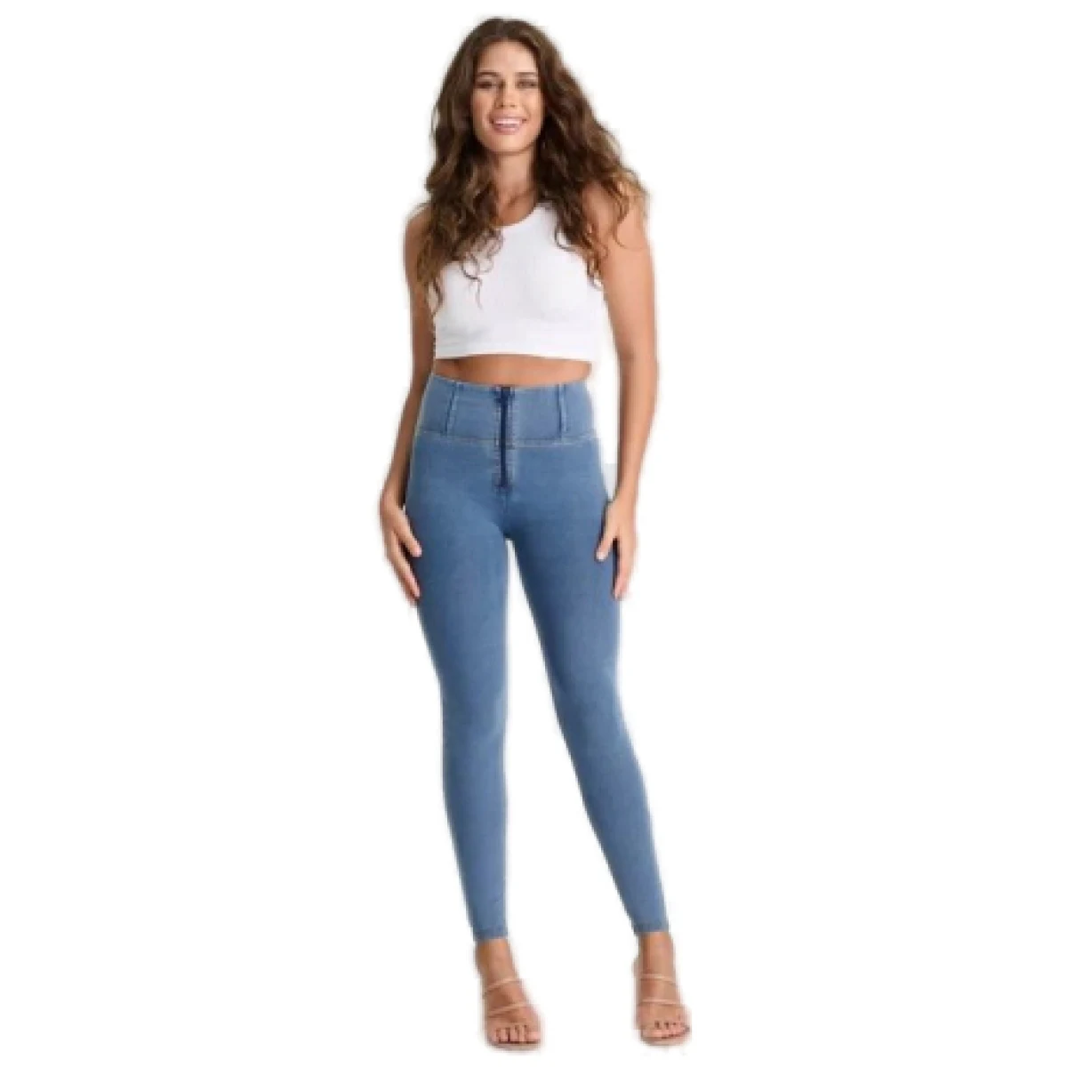Dámske jeggings nohavice FREDDY WR.UP® skinny high waist push up jeggings in organic fabric-Blue · záber 1