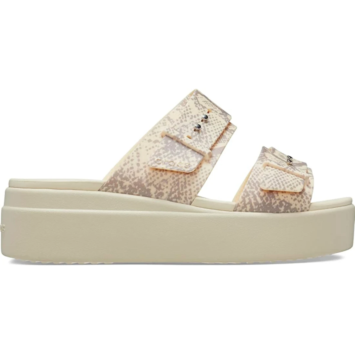 Dámske sandále na platforme (módna obuv) CROCS Brooklyn Snake Buckle Low Wedge vanilla multi · záber 2