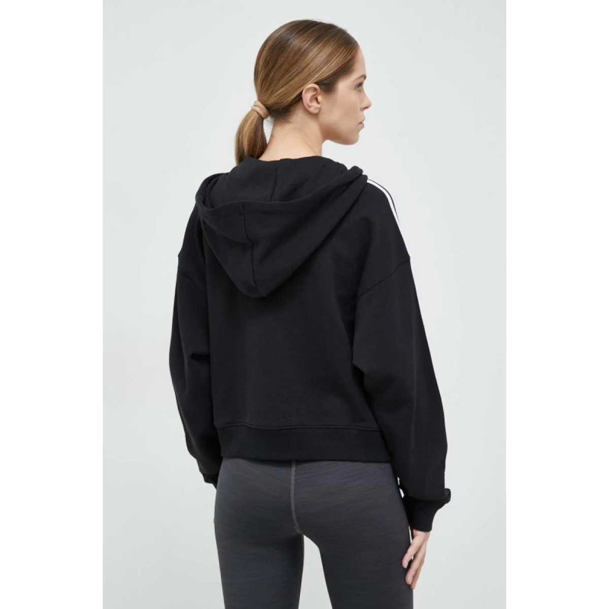 Dámska mikina so zipsom ADIDAS W 3S FT FZ S HD-IC8781-Black · záber 3