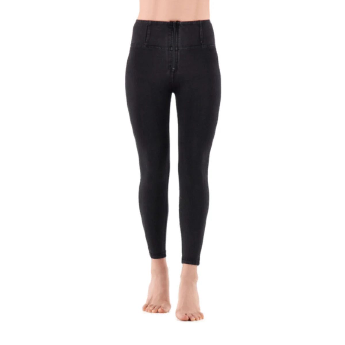 Dámske jeggings nohavice FREDDY WR.UP® superskinny push up 7 8 jeggings with high waist and zip-Black · záber 1