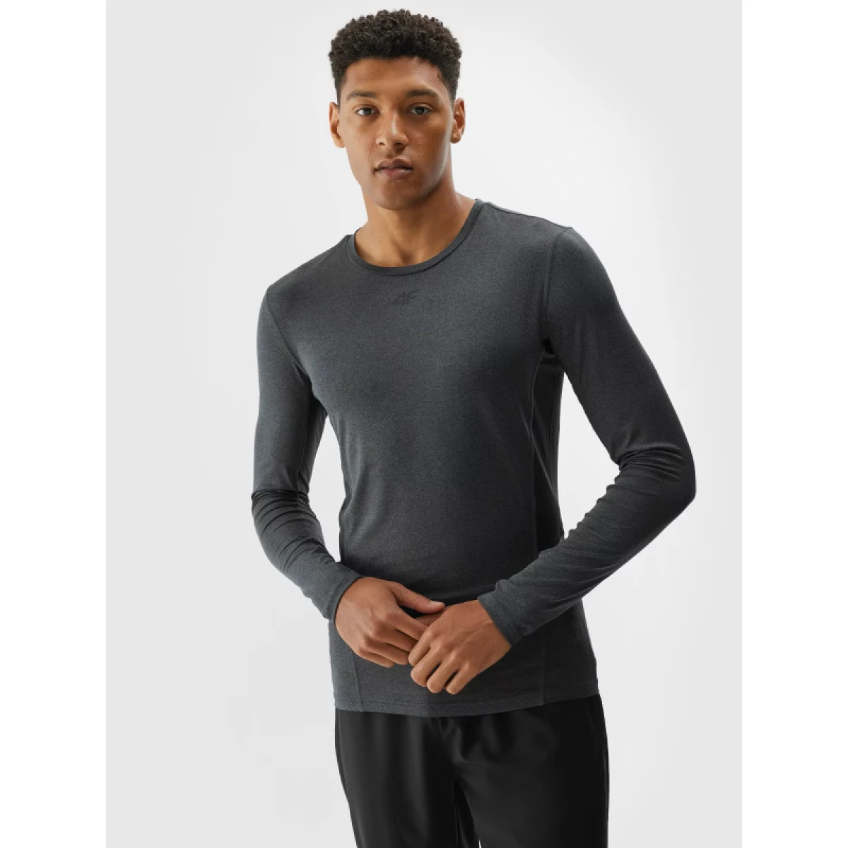 Pánske tréningové tričko s dlhým rukávom 4F LONGSLEEVE FNK-WAW24TFLOM273-22M-ANTHRACITE MELANGE · záber 2