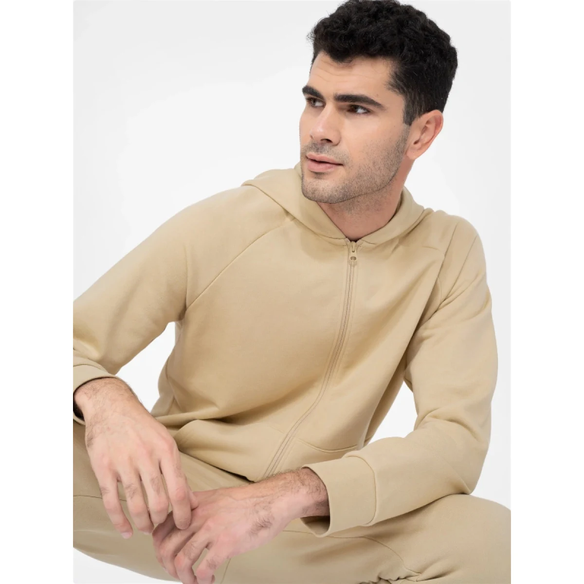 Pánska mikina s kapucňou 4F MENS SWEATSHIRT BLM011-82S-LIGHT BROWN · záber 3