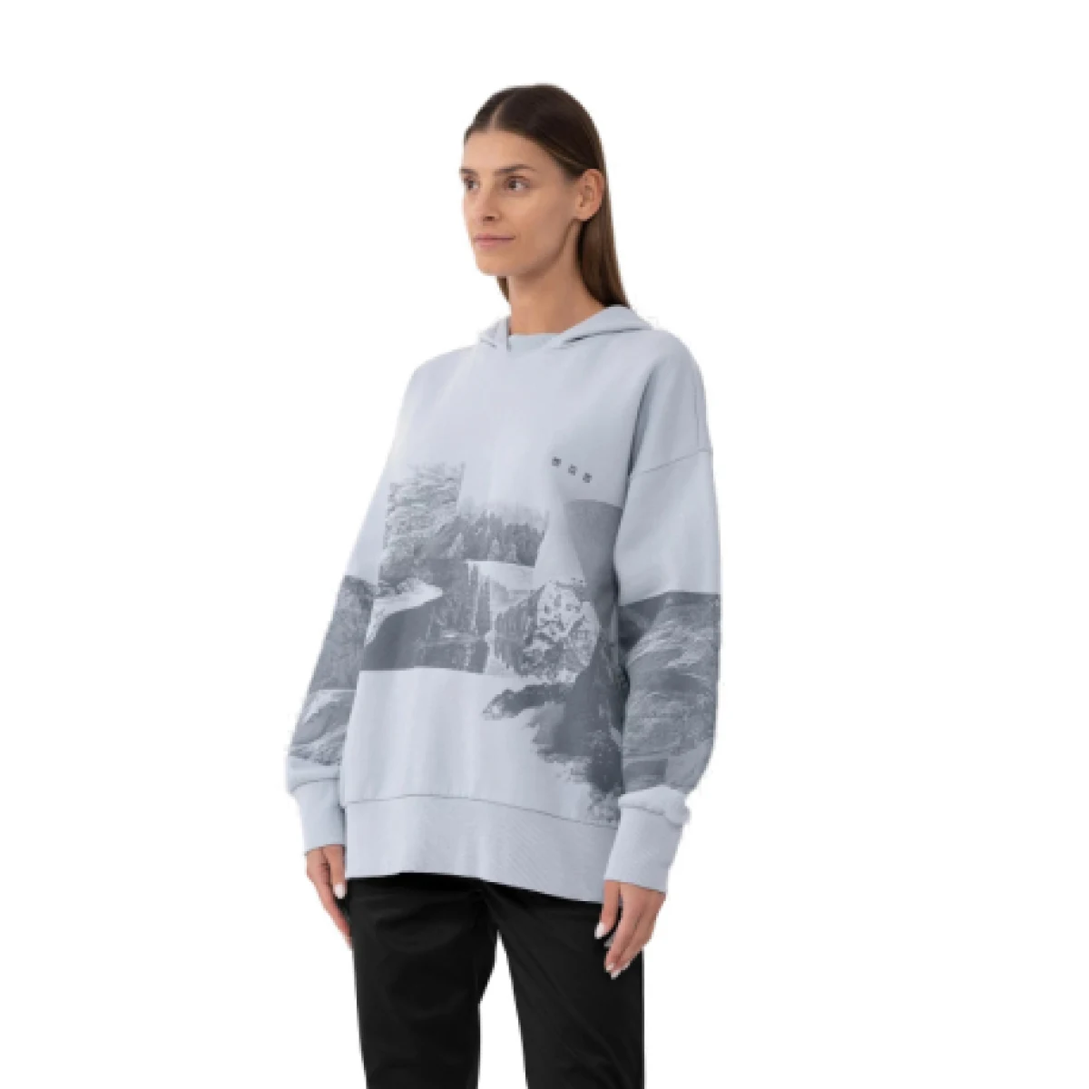 Dámska turistická mikina s kapucňou 4F WOMENS SWEATSHIRT BLD013-34S-LIGHT BLUE · záber 1