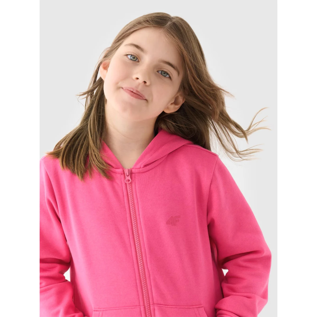 Dievčenská mikina so zipsom 4F JUNIOR SWEATSHIRT-JWMM00TSWSF1315-55S-HOT PINK · záber 5