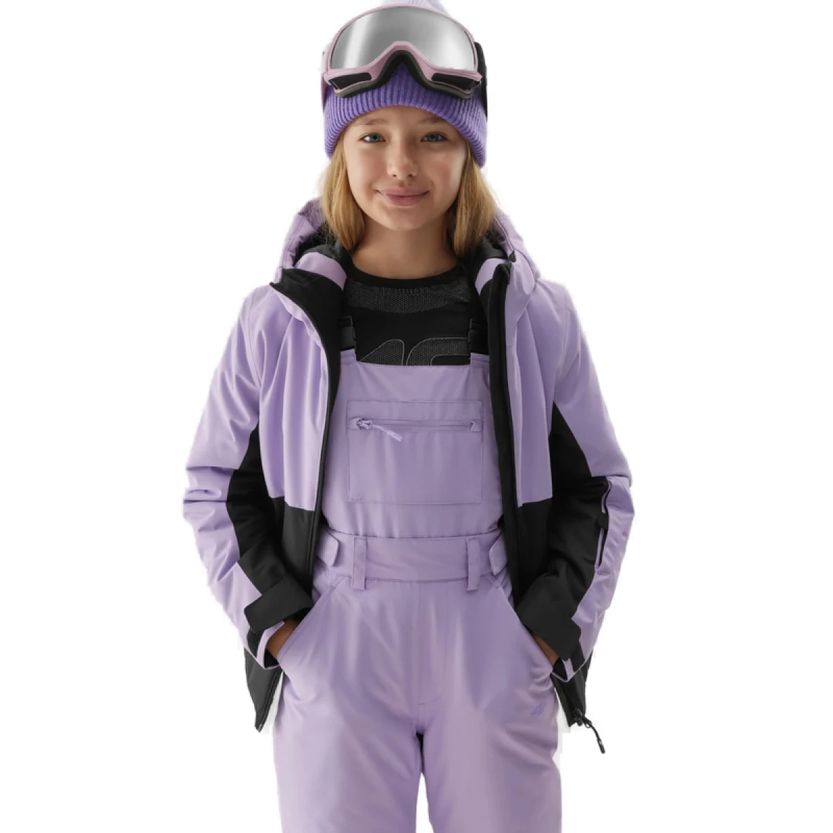 Dievčenské lyžiarske nohavice 4F JUNIOR TROUSERS FNK-JAW23TFTRF354-52S-LIGHT VIOLET · záber 2