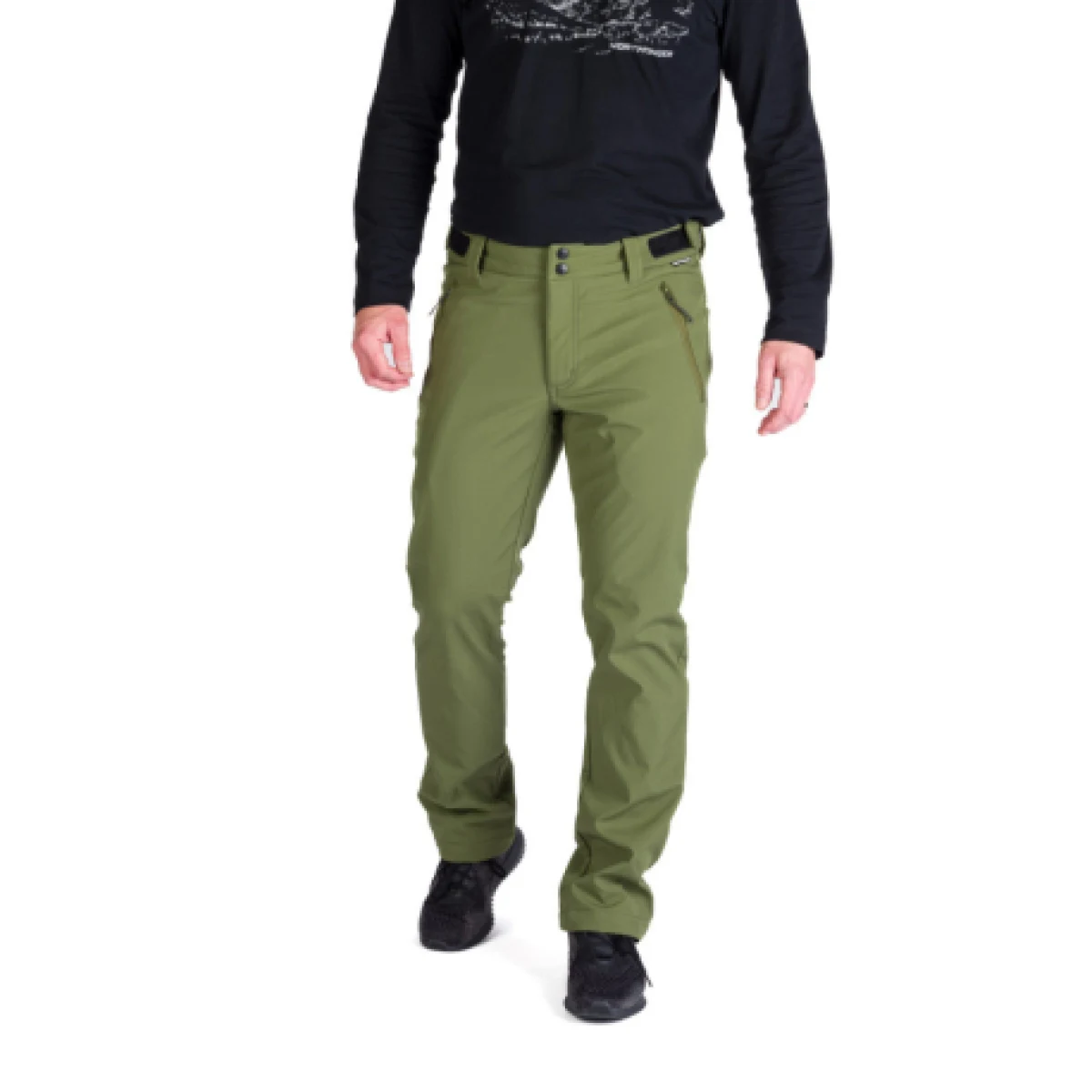 Pánske turistické softshellové nohavice NORTHFINDER MAURO-349olive · záber 1