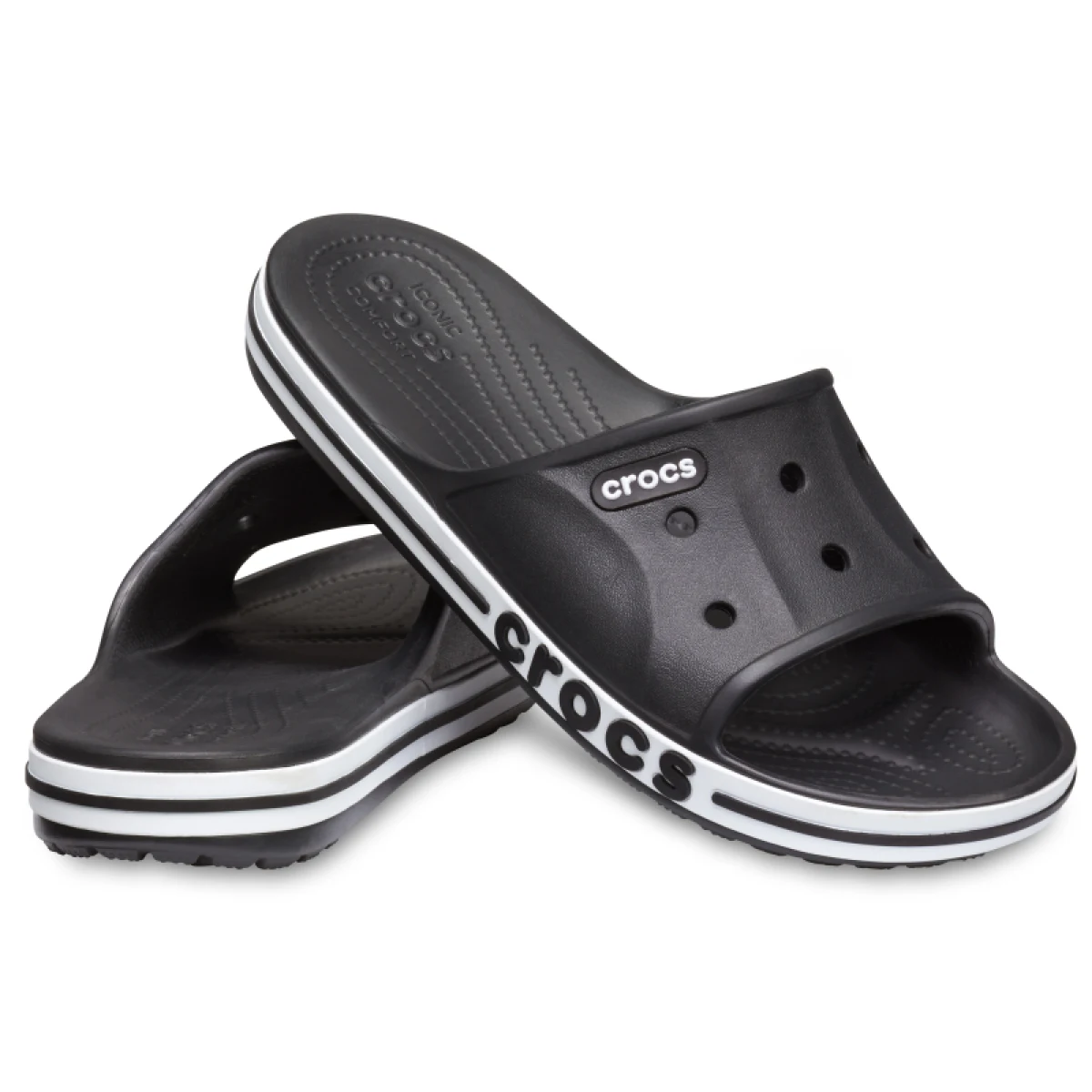 Šlapky (plážová obuv) CROCS Bayaband Slide U black white · záber 4